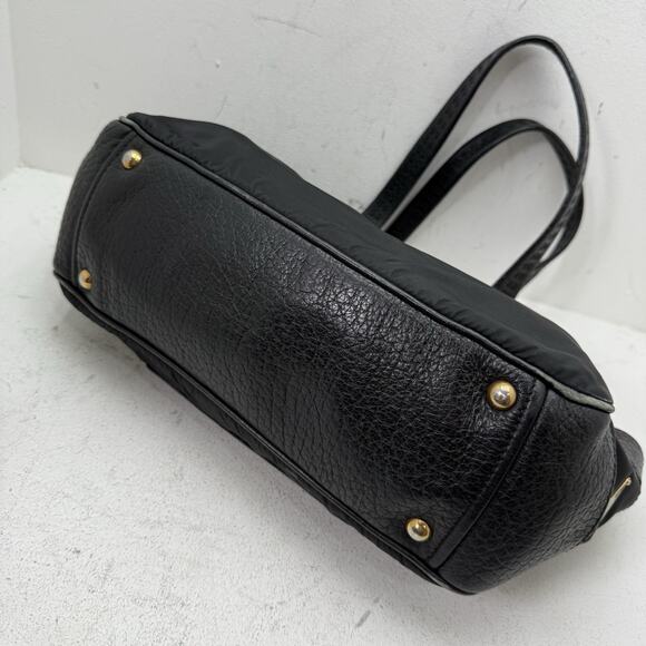 Vintage PRADA Black Tessuto Nylon Vitello Leather Trim Shoulder Tote Bag Y2K - Picture 6 of 16